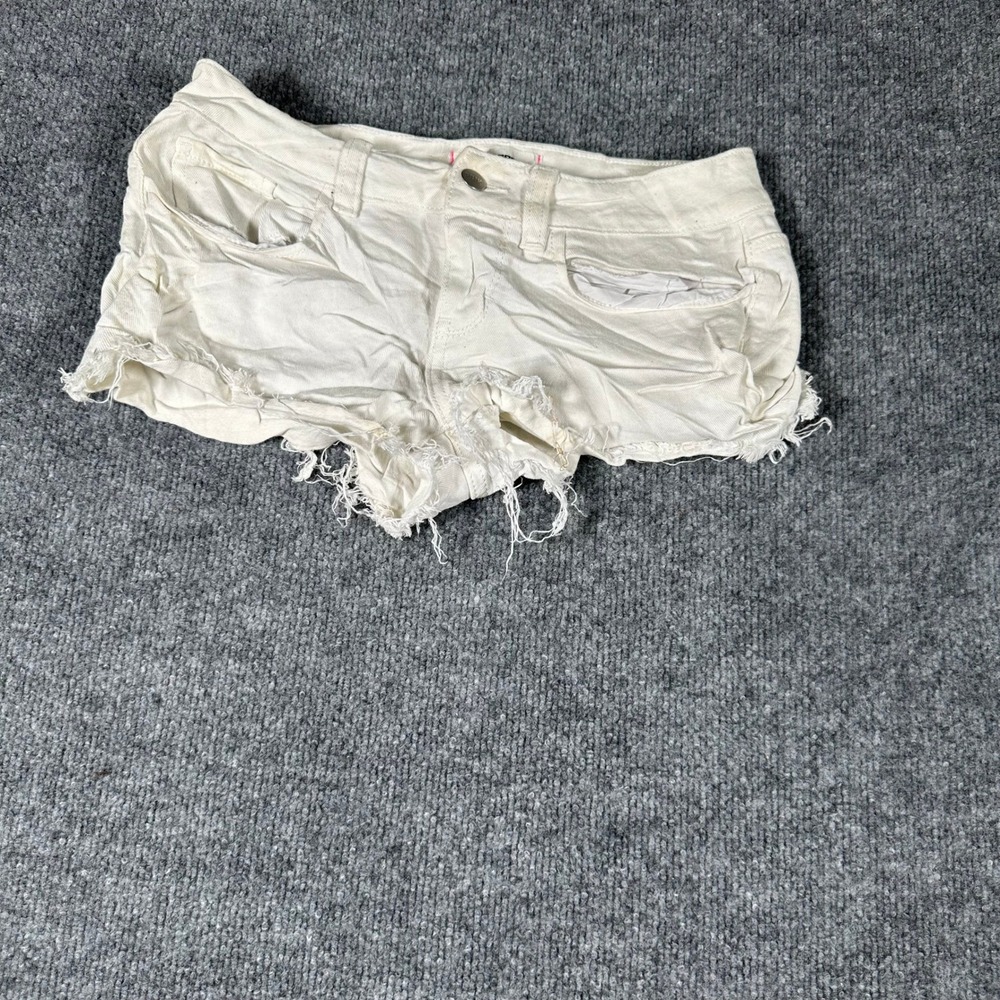 Pink Victoria's Secret Shorts Womens Size 0 White Denim Distressed Raw Hem
